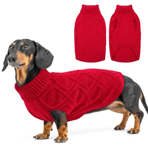 SUNFURA Hundepullover, XS, Hundepullover für kleine Hunde, Jungen und Mädchen, Rollkragen-Strickpullover, warmes Stretch-Sweatshirt für Herbst und Winter, Weihnachtsferien, Haustier-Strickwaren für von SUNFURA