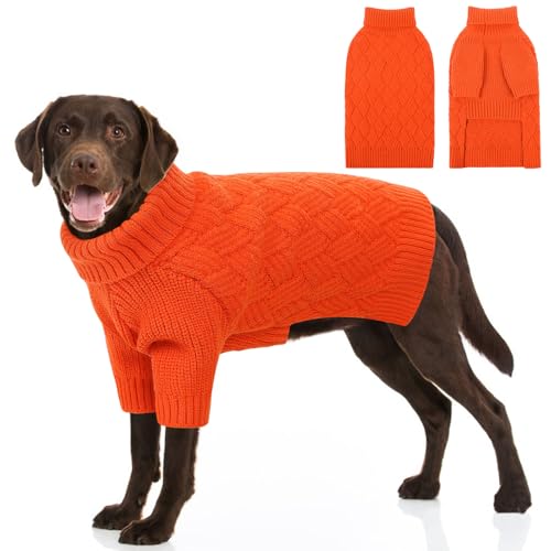 SUNFURA Hundepullover für große Hunde, XL-Hundepullover für den Winter, extra große Rassen, Mädchen, Jungen, Strickwaren, Herbst-Sweatshirt für Pitbull, Labrador Retriever, Orange, Größe XL SUNFURA Hundepullover für große Hunde, XL-Hundepullover für den Winter, extra große Rassen, Mädchen, Jungen, Strickwaren, Herbst-Sweatshirt für Pitbull, Labrador Retriever, Orange, Größe XL von SUNFURA