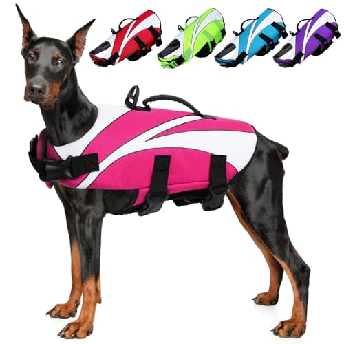 SUNFURA Hundeschwimmweste, Hundeschwimmweste zum Schwimmen mit Rettungsgriff und hoher Schwimmfähigkeit, Hund Lifesaver Welpen Badeanzug für kleine, mittelgroße und große Hunde von SUNFURA
