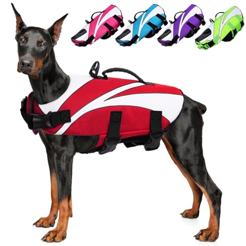 SUNFURA Hundeschwimmweste, Hundeschwimmweste zum Schwimmen mit Rettungsgriff und hoher Schwimmfähigkeit, Hund Lifesaver Welpen Badeanzug für kleine, mittelgroße und große Hunde von SUNFURA
