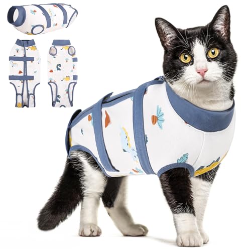 SUNFURA Katzen-Genesungsanzug, atmungsaktiver Katzen-Chirurgie-Genesungsanzug, Kätzchen-Einteiler für Katzen nach der Operation, chirurgischer Spayanzug für Katzen, männlich, weiblich, E-Halsband, von SUNFURA