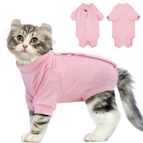 SUNFURA Katzen-Genesungsanzug, weiblich, Anti-Lecken, Ganzkörper nach einer Kasturoperation mit Ärmeln, Kätzchen-Einteiler, Haustier-Einteiler, chirurgisches E-Kragen, Alternative für männliche von SUNFURA