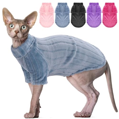 SUNFURA Katzenpullover, warmer Fleecepullover mit Ärmeln, Rollkragen, Katzenkleidung für Herbst und Winter, Blau, Größe S von SUNFURA