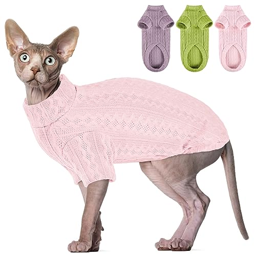 SUNFURA Katzenpullover nur für Katzen, Rollkragenpullover für Katzen, Pullover mit Ärmeln, Sphynx haarlose Katzen Shirt atmungsaktive Kätzchenkleidung, Katzen-Pyjamas, Jumpsuit für Katzen kleine von SUNFURA
