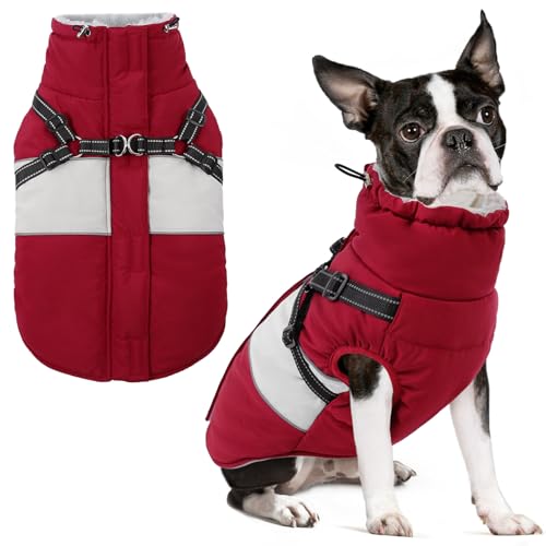SUNFURA Kleiner Hundemantel mit integriertem Geschirr, warme Hundejacke für den Winter, mit Reißverschluss auf der Rückseite, wasserdichte Haustier-Schneejacke, Schneeanzug, Haustierpullover, Kleidung SUNFURA Kleiner Hundemantel mit integriertem Geschirr, warme Hundejacke für den Winter, mit Reißverschluss auf der Rückseite, wasserdichte Haustier-Schneejacke, Schneeanzug, Haustierpullover, Kleidung von SUNFURA