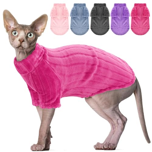 SUNFURA Pullover für Katzen, haarloser Sphynx-Pullover, Kätzchen-Pullover mit Ärmeln, warmer und weicher Katzen-Pyjama, Fleece-Sweatshirt, Jumpsuit, Rollkragen-Kleidung für Herbst und Winter, Hot Pink SUNFURA Pullover für Katzen, haarloser Sphynx-Pullover, Kätzchen-Pullover mit Ärmeln, warmer und weicher Katzen-Pyjama, Fleece-Sweatshirt, Jumpsuit, Rollkragen-Kleidung für Herbst und Winter, Hot Pink von SUNFURA