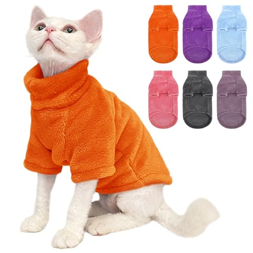 SUNFURA Rollkragenpullover für Sphynx-Katzen, Fleecepullover mit Ärmeln, warmer Jumpsuit für kaltes Wetter, Orange, Größe M SUNFURA Rollkragenpullover für Sphynx-Katzen, Fleecepullover mit Ärmeln, warmer Jumpsuit für kaltes Wetter, Orange, Größe M von SUNFURA