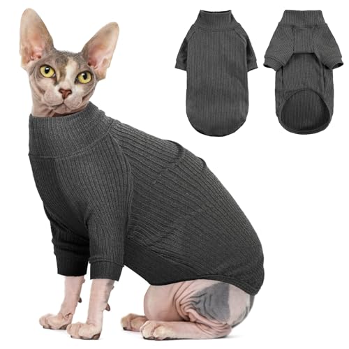 SUNFURA Sphynx Katzen-Shirt, haarloser Katzenpullover nur für Katzen, Rollkragen-T-Shirts, dehnbarer Pullover mit Ärmeln, weicher Kätzchenpullover, Schlafanzug, atmungsaktiver Overall für alle von SUNFURA