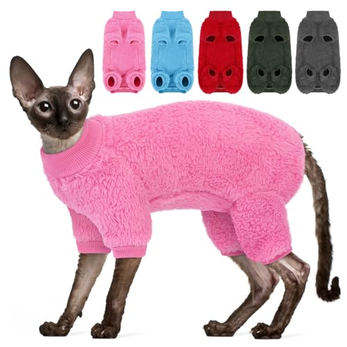SUNFURA Sphynx haarloser Katzenpullover, Ganzkörper-Fleecepullover mit Ärmeln für Katzen, weicher Rollkragen-Katzenkleidung, gemütlicher Pullover, Schlafanzug für haarlose Katzen, Devon, Donskoy, Hot SUNFURA Sphynx haarloser Katzenpullover, Ganzkörper-Fleecepullover mit Ärmeln für Katzen, weicher Rollkragen-Katzenkleidung, gemütlicher Pullover, Schlafanzug für haarlose Katzen, Devon, Donskoy, Hot von SUNFURA