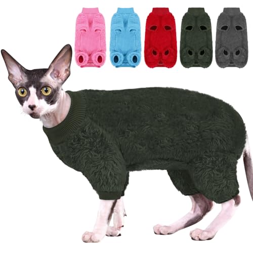 SUNFURA Sphynx haarloser Katzenpullover, warmer Ganzkörper-Fleecepullover mit Ärmeln für Katzen, weicher Rollkragen-Katzenkleidung, gemütlicher Pullover, Schlafanzug für haarlose Katzen, Devon SUNFURA Sphynx haarloser Katzenpullover, warmer Ganzkörper-Fleecepullover mit Ärmeln für Katzen, weicher Rollkragen-Katzenkleidung, gemütlicher Pullover, Schlafanzug für haarlose Katzen, Devon von SUNFURA