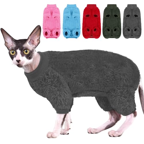 SUNFURA Sphynx haarloser Katzenpullover, warmer Ganzkörper-Fleecepullover mit Ärmeln für Katzen, weicher Rollkragen-Katzenkleidung, gemütlicher Pullover, Schlafanzug für haarlose Katzen, Devon SUNFURA Sphynx haarloser Katzenpullover, warmer Ganzkörper-Fleecepullover mit Ärmeln für Katzen, weicher Rollkragen-Katzenkleidung, gemütlicher Pullover, Schlafanzug für haarlose Katzen, Devon von SUNFURA