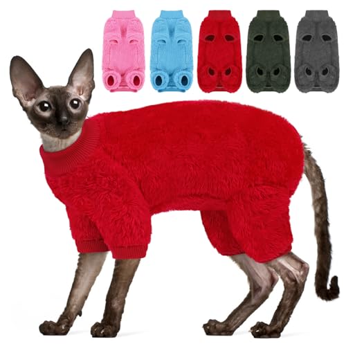 SUNFURA Sphynx haarloser Katzenpullover, warmer Ganzkörper-Fleecepullover mit Ärmeln für Katzen, weicher Rollkragen-Katzenkleidung, gemütlicher Pullover, Schlafanzug für haarlose Katzen, Devon SUNFURA Sphynx haarloser Katzenpullover, warmer Ganzkörper-Fleecepullover mit Ärmeln für Katzen, weicher Rollkragen-Katzenkleidung, gemütlicher Pullover, Schlafanzug für haarlose Katzen, Devon von SUNFURA