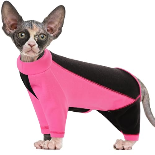 SUNFURA Sticky Hair Clothes, Sweater for Sphynx Hairless Cats, 4-Legged Fleece Pajamas for Extra Small Dogs, Warm Kitten Pullover to Prevent Lost Hair Lost, Pink M SUNFURA Sticky Hair Clothes, Sweater for Sphynx Hairless Cats, 4-Legged Fleece Pajamas for Extra Small Dogs, Warm Kitten Pullover to Prevent Lost Hair Lost, Pink M von SUNFURA