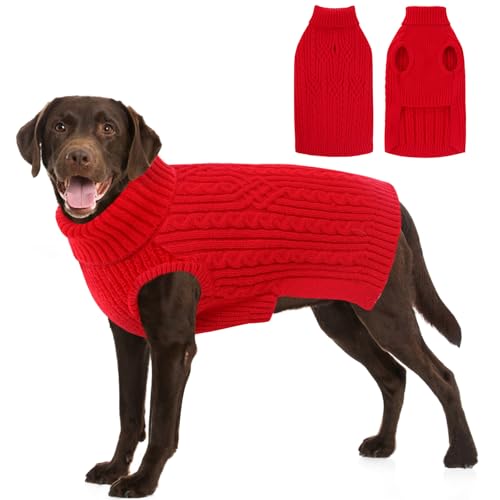 SUNFURA XL Hundepullover, warmer Hundepullover für große Hunde, Jungen und Mädchen, weicher Weihnachtspullover für Herbst und Winter, einfarbig, Haustier-Strickwaren für Pitbull, Labrador Retriever SUNFURA XL Hundepullover, warmer Hundepullover für große Hunde, Jungen und Mädchen, weicher Weihnachtspullover für Herbst und Winter, einfarbig, Haustier-Strickwaren für Pitbull, Labrador Retriever von SUNFURA