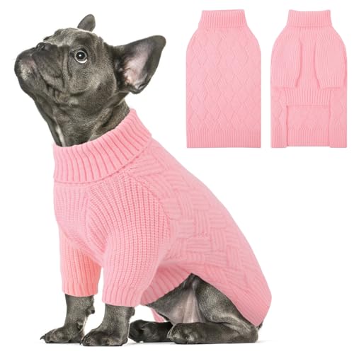 SUNFURA XS Hundepullover, kleine Hundepullover, Strickwaren für den Winter, Katzenpullover, Weihnachtssweatshirt für Yorkie, Chihuahua, warme dicke Rollkragenkleidung für Hunde, Jungen, Mädchen, Rosa, SUNFURA XS Hundepullover, kleine Hundepullover, Strickwaren für den Winter, Katzenpullover, Weihnachtssweatshirt für Yorkie, Chihuahua, warme dicke Rollkragenkleidung für Hunde, Jungen, Mädchen, Rosa, von SUNFURA