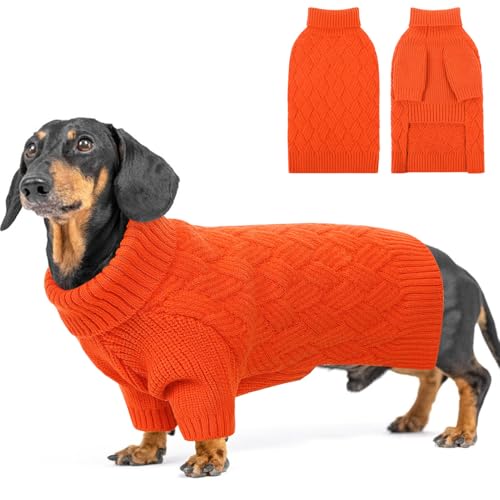 SUNFURA XS Hundepullover, kleine Hundepullover, Strickwaren für den Winter, Katzenpullover, Weihnachtssweatshirt für Yorkie, Chihuahua, warme dicke Rollkragenkleidung für Welpen, Orange, XS SUNFURA XS Hundepullover, kleine Hundepullover, Strickwaren für den Winter, Katzenpullover, Weihnachtssweatshirt für Yorkie, Chihuahua, warme dicke Rollkragenkleidung für Welpen, Orange, XS von SUNFURA