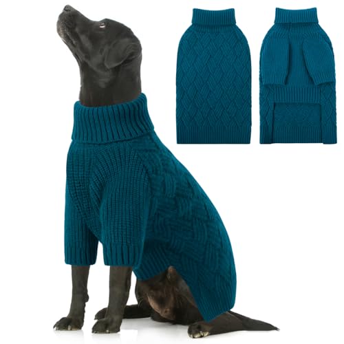 SUNFURA XXL Hundepullover für extra große Hunde, warmer Rollkragenpullover, Weihnachtspullover für kaltes Wetter, Strickpullover für Golden Retriever, Labrador Retriever, Blau SUNFURA XXL Hundepullover für extra große Hunde, warmer Rollkragenpullover, Weihnachtspullover für kaltes Wetter, Strickpullover für Golden Retriever, Labrador Retriever, Blau von SUNFURA