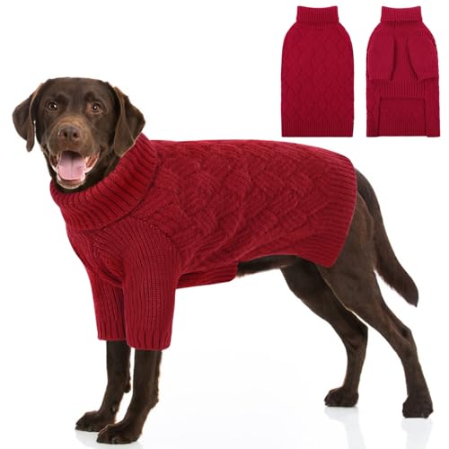 SUNFURA XXL Hundepullover für extra große Hunde, warmer Rollkragenpullover, Weihnachtspullover für kaltes Wetter, Strickpullover für Golden Retriever, Labrador Retriever, Rot SUNFURA XXL Hundepullover für extra große Hunde, warmer Rollkragenpullover, Weihnachtspullover für kaltes Wetter, Strickpullover für Golden Retriever, Labrador Retriever, Rot von SUNFURA