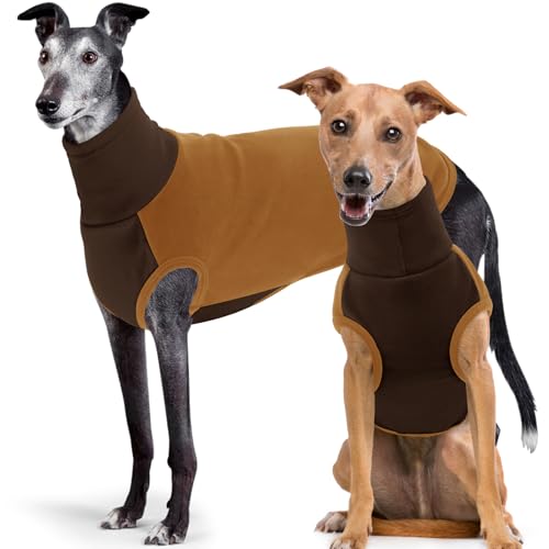 SUNFURA XXXL Hundepullover - Warmer Fleece-Hundepullover, Stretch-Pullover mit Rollkragen für extra große Hunde, weicher Sweatshirt-Overall für Labrador, Golden Retriever, Braun, 3XL von SUNFURA