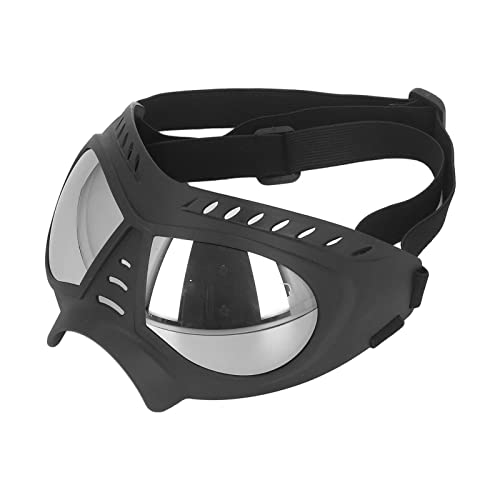 Hundesonnenbrille, UV-Schutz, Haustierbrille, Augenschutz für Mittelgroße und Große Hunde (Schwarzer Rahmen, Silberne Linse) von SUNGOOYUE