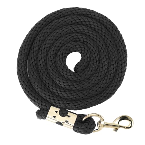 Longierleine für Pferde, 2 M Langes, Bruchfestes Trainingsseil für Pferde mit Edelstahlhaken für das Gehen und Handhaben (Black) von SUNGOOYUE