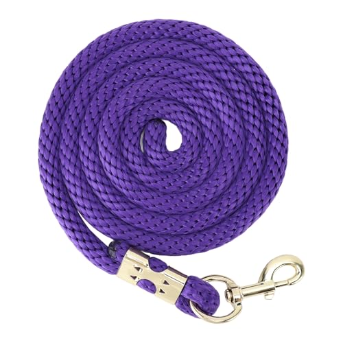 Longierleine für Pferde, 2 M Langes, Bruchfestes Trainingsseil für Pferde mit Edelstahlhaken für das Gehen und Handhaben (Purple) von SUNGOOYUE