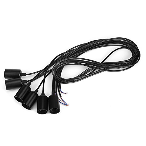 SUNGOOYUE 6 Kopf Vintage Industrielle Halskette Leuchte -abgestrichene Deckenlampe Dekoration E27 Schwarzes Metallregal 2m Kabel von SUNGOOYUE
