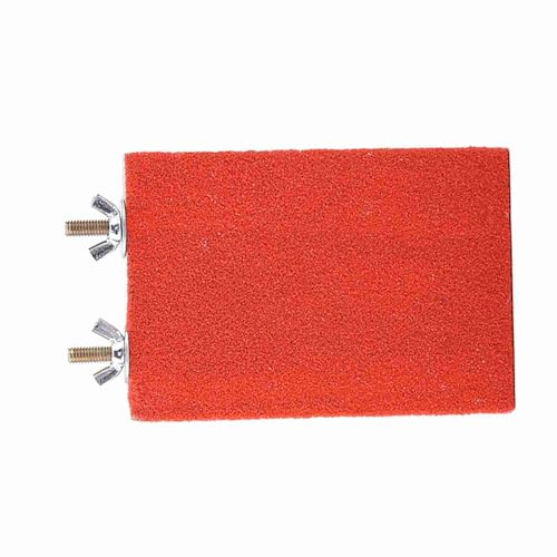SUNGOOYUE Papageienholz -Barschspielspielzeug mit Rauer Oberfläche für Nageltrimmen und Schlaf, Einfache für Haustiervogelübungen und Spiele, Rot/Gelb 9 * 13 cm (Rote kurzschneidige Schrauben) von SUNGOOYUE