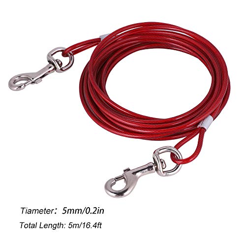 SUNGOOYUE Stahldrahthund -Leinen Im Freien Camping -Picknick Strong Pet Safety Cable Seil 5mm5m (rot (Rot) von SUNGOOYUE