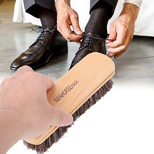 SUNGOOYUE Weiche Horsehaarschuhpinsel Langes Haar Lederpflegewerkzeuge - 2pcs Schuhreinigungsset für Kleidungsschuhe (Große Holzfarbe) von SUNGOOYUE