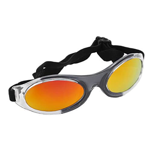 Sonnenbrille für Hunde, UV-Schutz, Brillen für Kleine Hunde, Verstellbares Band, Haustierzubehör (Schwarz Rot) von SUNGOOYUE