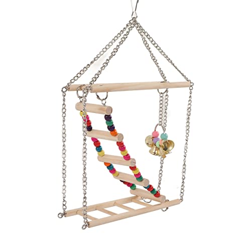 Vogelschaukelspielzeug, Vogelleiter-Schaukelspielzeug aus Holz mit Mehrfarbigen Perlen, Papageien-Hängeschaukelspielzeug, Zubehör, Vogelkäfige für Haustiere, Vogelkäfige, Käfige Vogelschaukelspielzeug, Vogelleiter-Schaukelspielzeug aus Holz mit Mehrfarbigen Perlen, Papageien-Hängeschaukelspielzeug, Zubehör, Vogelkäfige für Haustiere, Vogelkäfige, Käfige von SUNGOOYUE