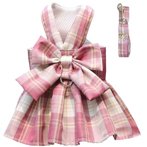 Hundekleid, kariert, mit Schleife, Rock, Geschirr, Leine, verstellbar, Sommerkleider für kleine Hunde, Katzen, Kaninchen, Kaninchen, Chihuahua, Yorkies, süßes Haustier-Outfit (Größe S (empfohlen Hundekleid, kariert, mit Schleife, Rock, Geschirr, Leine, verstellbar, Sommerkleider für kleine Hunde, Katzen, Kaninchen, Kaninchen, Chihuahua, Yorkies, süßes Haustier-Outfit (Größe S (empfohlen von SUNHUKUS