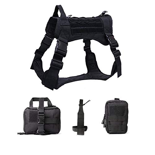 Outdoor-Jagd-Hund Westen Einstellbare Military Tactical Hundeweste-Hundetrainingsweste Harness (Color : Black Set, Size : Lager) von SUNKAK