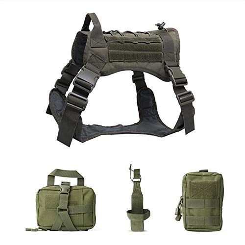 Outdoor-Jagd-Hund Westen Einstellbare Military Tactical Hundeweste-Hundetrainingsweste Harness (Color : Geen Set, Size : Lager) von SUNKAK