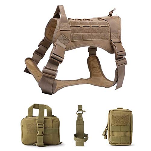 Outdoor-Jagd-Hund Westen Einstellbare Military Tactical Hundeweste-Hundetrainingsweste Harness (Color : Tan Set, Size : Lager) von SUNKAK