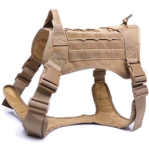 Outdoor-Jagd-Hund Westen Einstellbare Military Tactical Hundeweste-Hundetrainingsweste Harness (Color : Tan Vest, Size : M) von SUNKAK