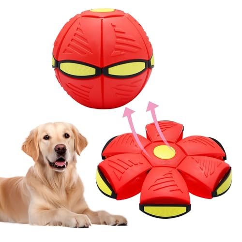 Haustierspielzeug fliegende Untertasse, Ball, fliegende Untertasse, Ball, Hundespielzeug, Dekompressionsverformung, Fußstomp, lichtemittierender Belüftungsstomp-Ball für Hunde, erwachsene Katzen (Rot, Haustierspielzeug fliegende Untertasse, Ball, fliegende Untertasse, Ball, Hundespielzeug, Dekompressionsverformung, Fußstomp, lichtemittierender Belüftungsstomp-Ball für Hunde, erwachsene Katzen (Rot, von SUNNEE