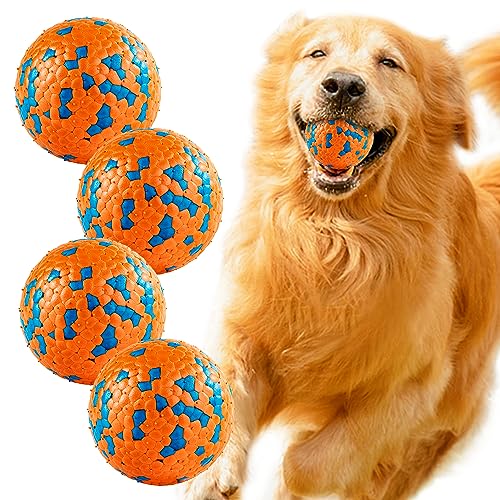 SUNNEKO 4 Stück Hundeball für kleine und mittelgroße Hunde Ball Interaktives Hundebälle Hundespielzeug Fußball mit Hund Wasserspielzeug Schwimmender Unzerstörbar Intelligenz, Ø 7cm von SUNNEKO