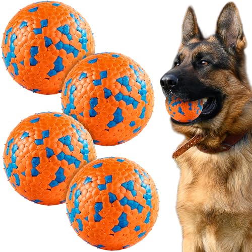 SUNNEKO 4 Stück Hundeball für kleine und mittelgroße Hunde Ball Interaktives Hundebälle Hundespielzeug Fußball mit Hund Wasserspielzeug Schwimmender Unzerstörbar Intelligenz, Ø 7cm von SUNNEKO