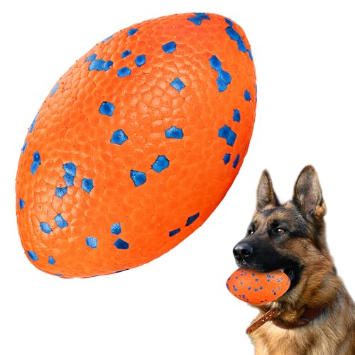 SUNNEKO Hundeball, Robustes Hundefußballspielzeug für Starke Kauer, Unzerstörbarer großer Rugbyball, Schwimmendes Hundespielzeug für Apportierspiele im Wasser, Für mittelgroße und große Hunde, Orange von SUNNEKO