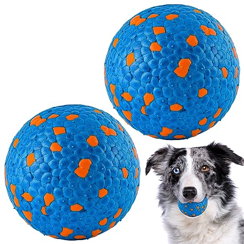 SUNNEKO Interaktives Hundespielzeug gegen Langeweile, Hundespielzeug, unzerstörbares Hundespielzeug für aggressive Kauer, zahnende Hundebälle, Tennisbälle für Welpen, klein, mittel, groß, blau, 2 von SUNNEKO