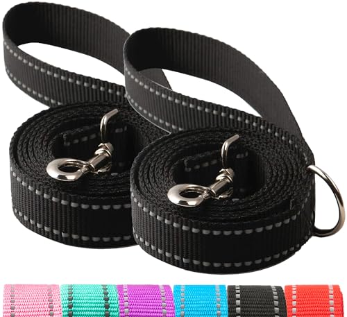 SUNNQ Reflektierende Leine, Nylon, für kleine, mittelgroße und große Hunde, Welpen, Katzen, 1,8 m lange Trainingsleine mit D-Ring, Schwarz, 2,5 cm x 1,8 m, 2 Stück SUNNQ Reflektierende Leine, Nylon, für kleine, mittelgroße und große Hunde, Welpen, Katzen, 1,8 m lange Trainingsleine mit D-Ring, Schwarz, 2,5 cm x 1,8 m, 2 Stück von SUNNQ