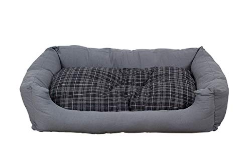 SUNNYDOGS Hundebett modern grau, 120x80 cm mit Wendekissen, Hundekissen waschbar, Schlafplatz, Liegeplatz, Liegekissen von SUNNYDOGS