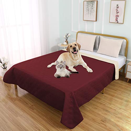 SUNNYTEX Wasserdichte Hundebett-Abdeckung für Couch, Sofa, Anti-Rutsch-Möbelwinkel, 17,58 cm, Weihnachtsrot von SUNNYTEX