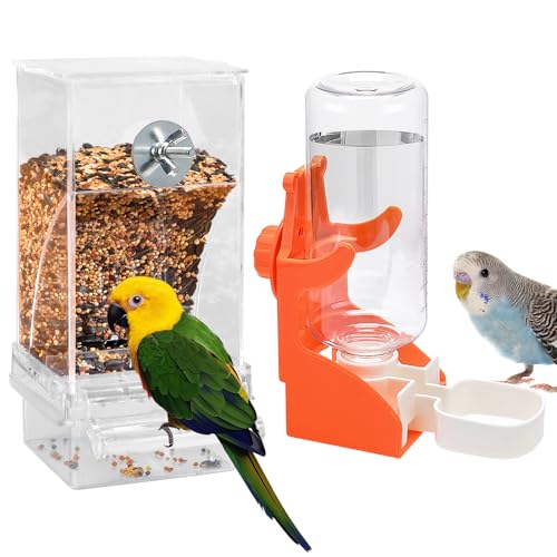 Automatischer Futterspender Vögel, Transparent Vogelfutterhaus mit Wasserspender, Futterspender Vögel Hängend, für Kleine, Mittelgroße Nymphensittiche, Sittiche Automatischer Futterspender Vögel, Transparent Vogelfutterhaus mit Wasserspender, Futterspender Vögel Hängend, für Kleine, Mittelgroße Nymphensittiche, Sittiche von SUNOYA