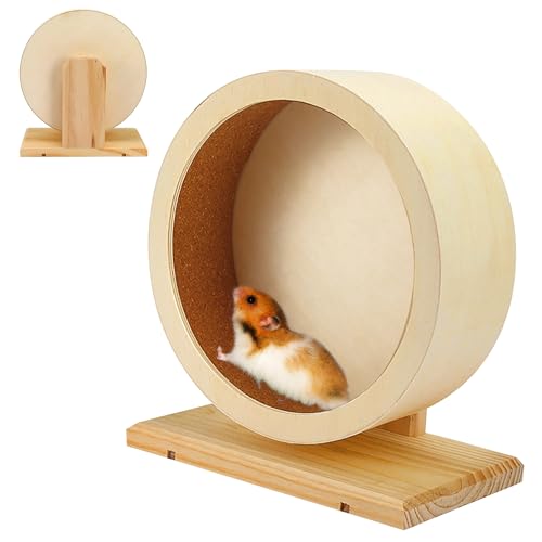 Hamsterrad Aus Holz - Leises Laufrad Für Hamster, Rennmäuse, Mäuse, Chinchillas Und Andere Kleintiere (Ø: 15cm) - Kleintierspielzeug von SUNOYA