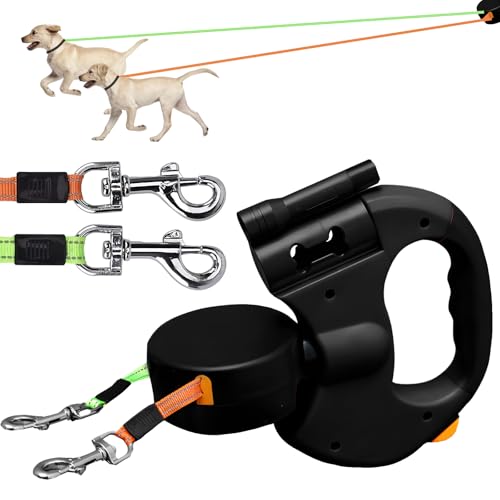 Hundeleine Doppelleine für 2 Hunde, Flexible Einziehbare Hundeleine Doppelleine mit LED Licht, Hundeleine 3m, Hundeleine Ausziehbar mit Bequemen Ergonomischer Griff, Rolleine, Rollleine Hundeleine Doppelleine für 2 Hunde, Flexible Einziehbare Hundeleine Doppelleine mit LED Licht, Hundeleine 3m, Hundeleine Ausziehbar mit Bequemen Ergonomischer Griff, Rolleine, Rollleine von SUNOYA