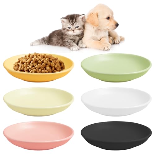 Katzennapf Keramik, 6 Stück Futternapf Katze, Fressnapf Katze Keramik 15x3 cm, Katzen Napfset, Katzennäpfe, Katzen Fressnapf, Katzen Futternapf Für Futter Und Wasser von SUNOYA