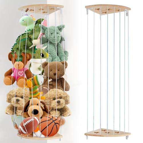 SUNOYA Kuscheltier Aufbewahrung Netz, Stofftier Hängematte, Kinderzimmer Hängend Spielzeug Organizer, mit Sternmuster, zur Kuscheltier Aufbewahrung (Weiß) von SUNOYA